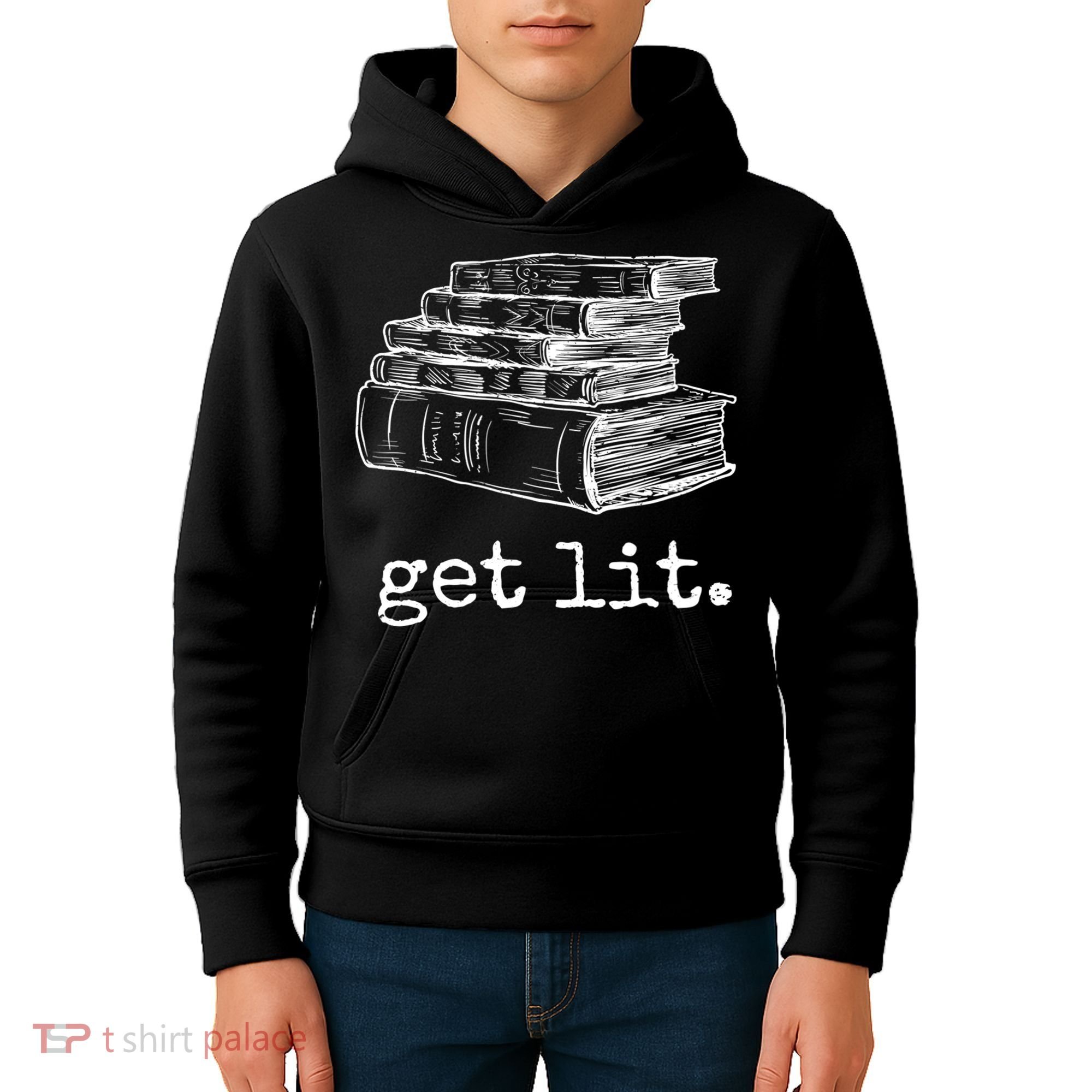 Get Lit With Books Funny Meme Gift For Book Lover, Reading TShirt Kids Hoodie