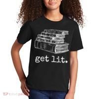 Get Lit With Books Funny Meme Gift For Book Lover, Reading TShirt Kids T-Shirt thumb 2