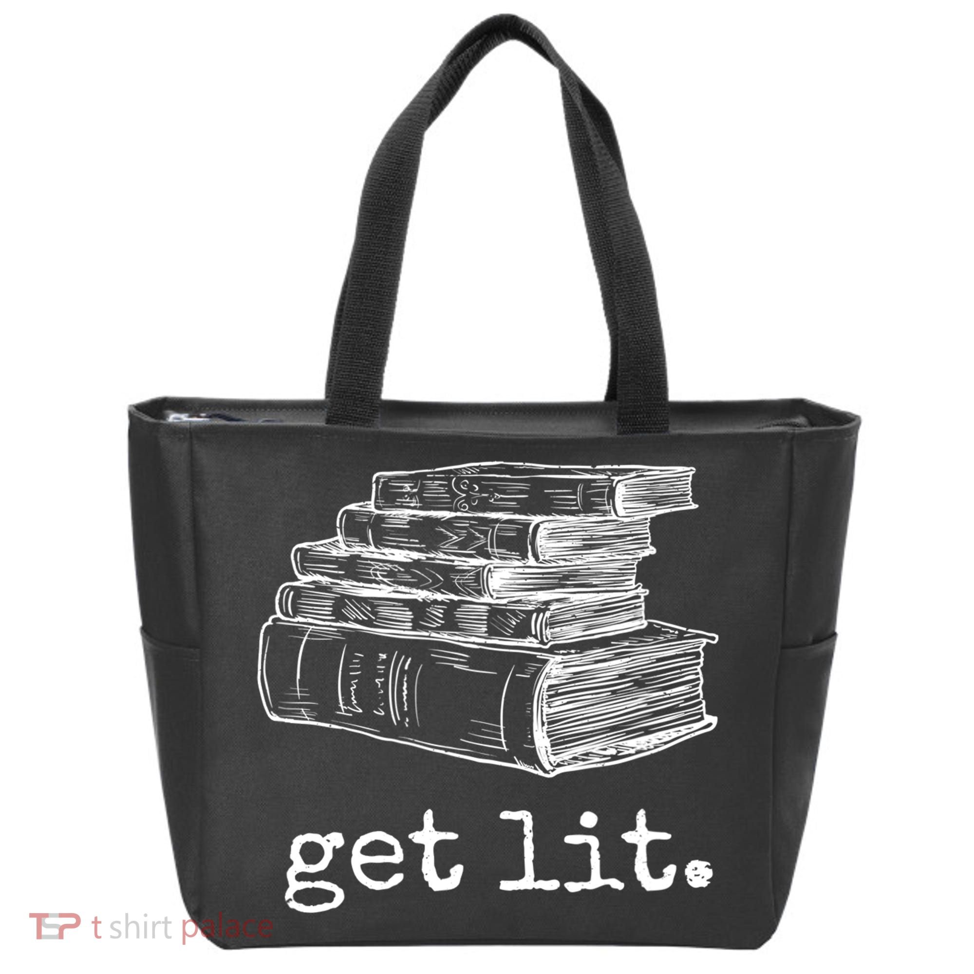 Get Lit With Books Funny Meme Gift For Book Lover, Reading TShirt Tote Bag