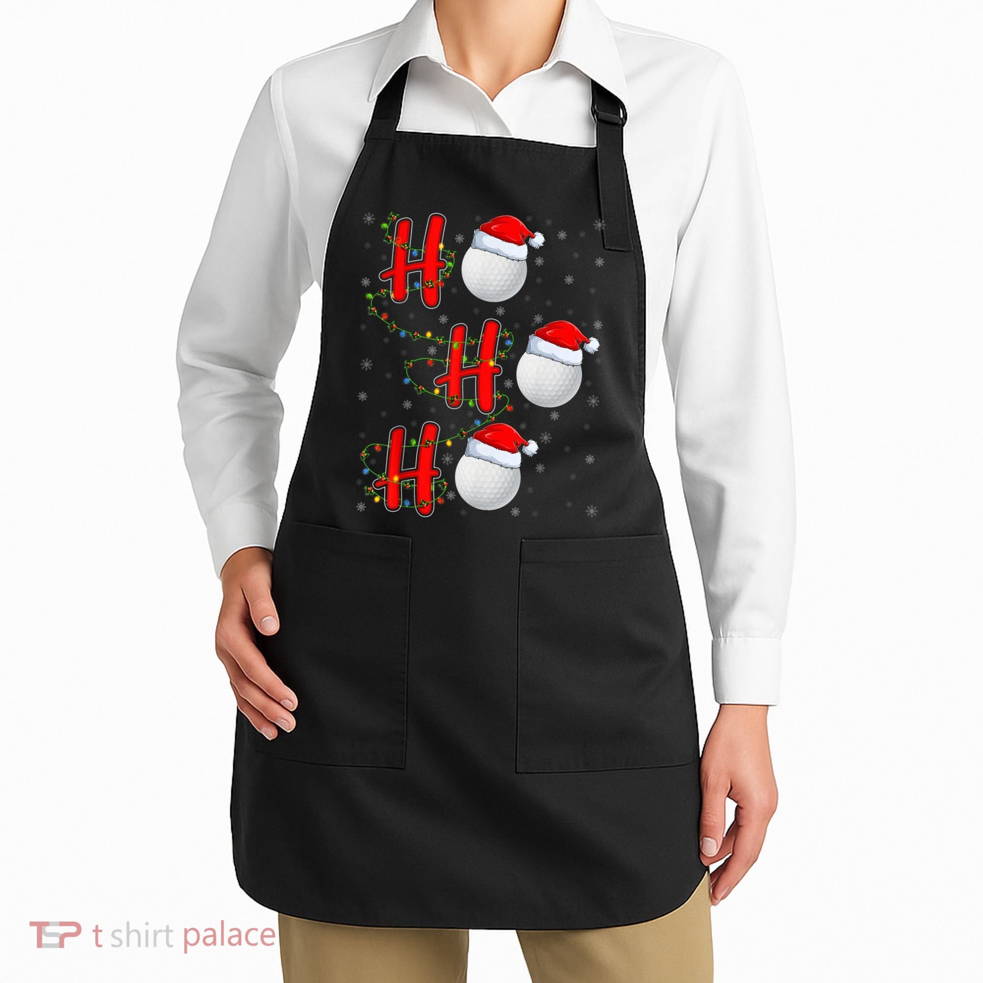 Golf Lighting Xmas Santa Ho Ho Ho Golf Christmas Apron