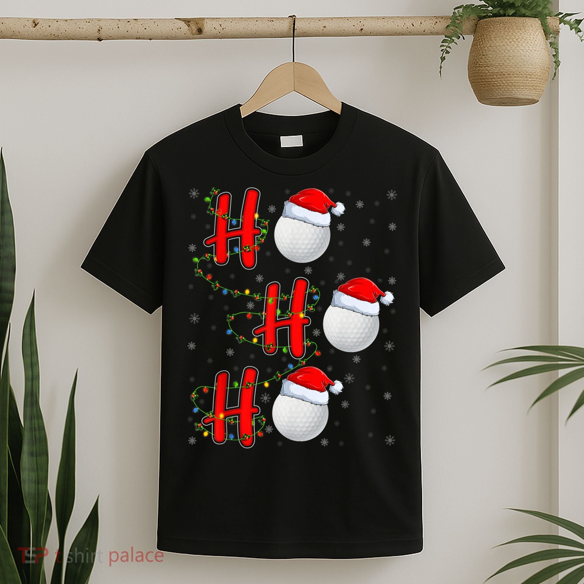 Golf Lighting Xmas Santa Ho Ho Ho Golf Christmas T-Shirt