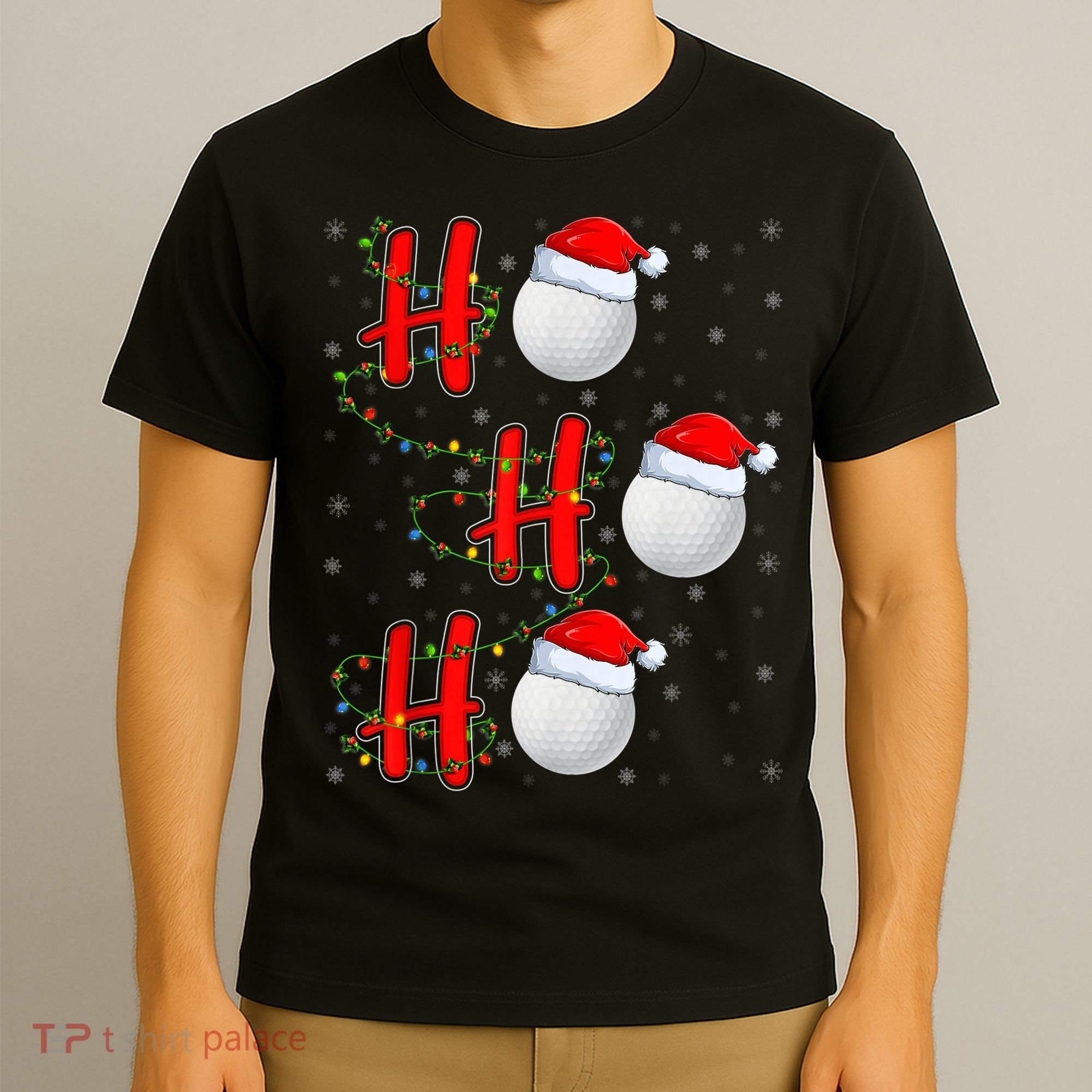 Golf Lighting Xmas Santa Ho Ho Ho Golf Christmas T-Shirt