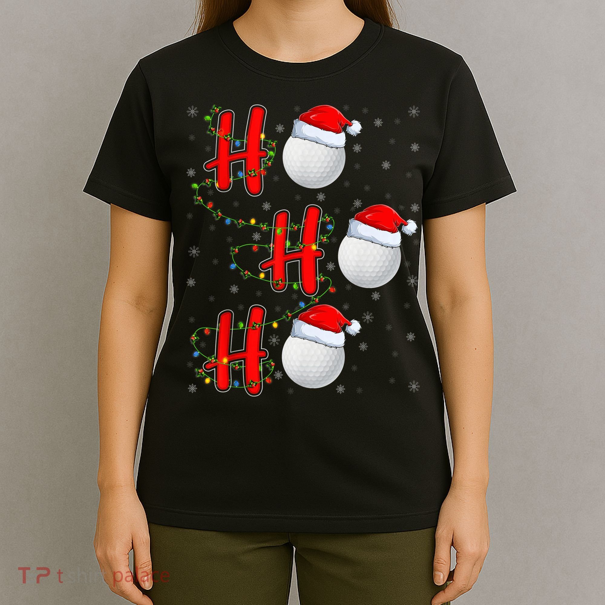 Golf Lighting Xmas Santa Ho Ho Ho Golf Christmas T-Shirt
