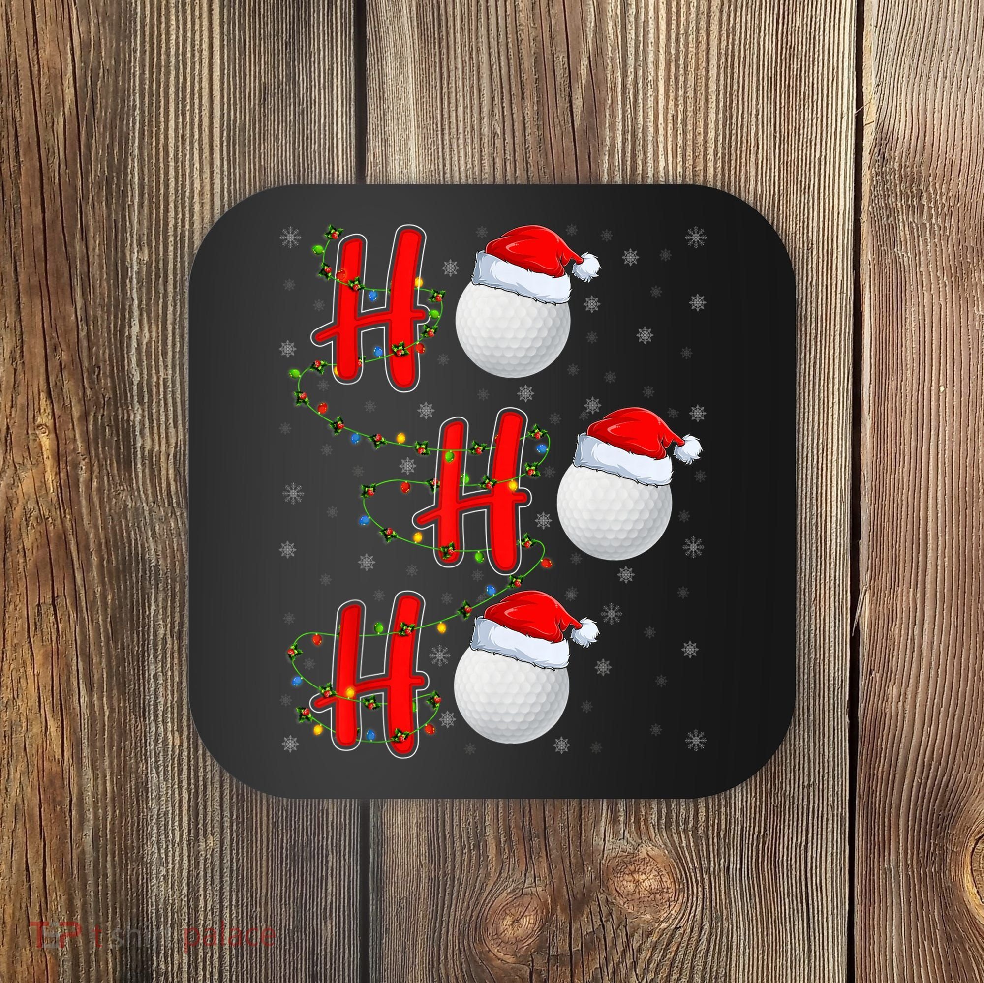 Golf Lighting Xmas Santa Ho Ho Ho Golf Christmas Coaster