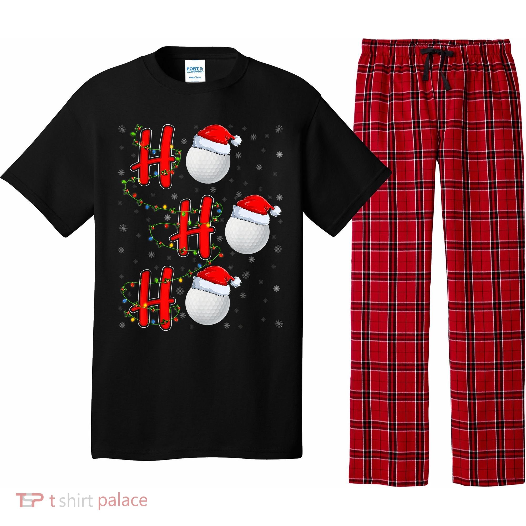 Golf Lighting Xmas Santa Ho Ho Ho Golf Christmas Pajama Set