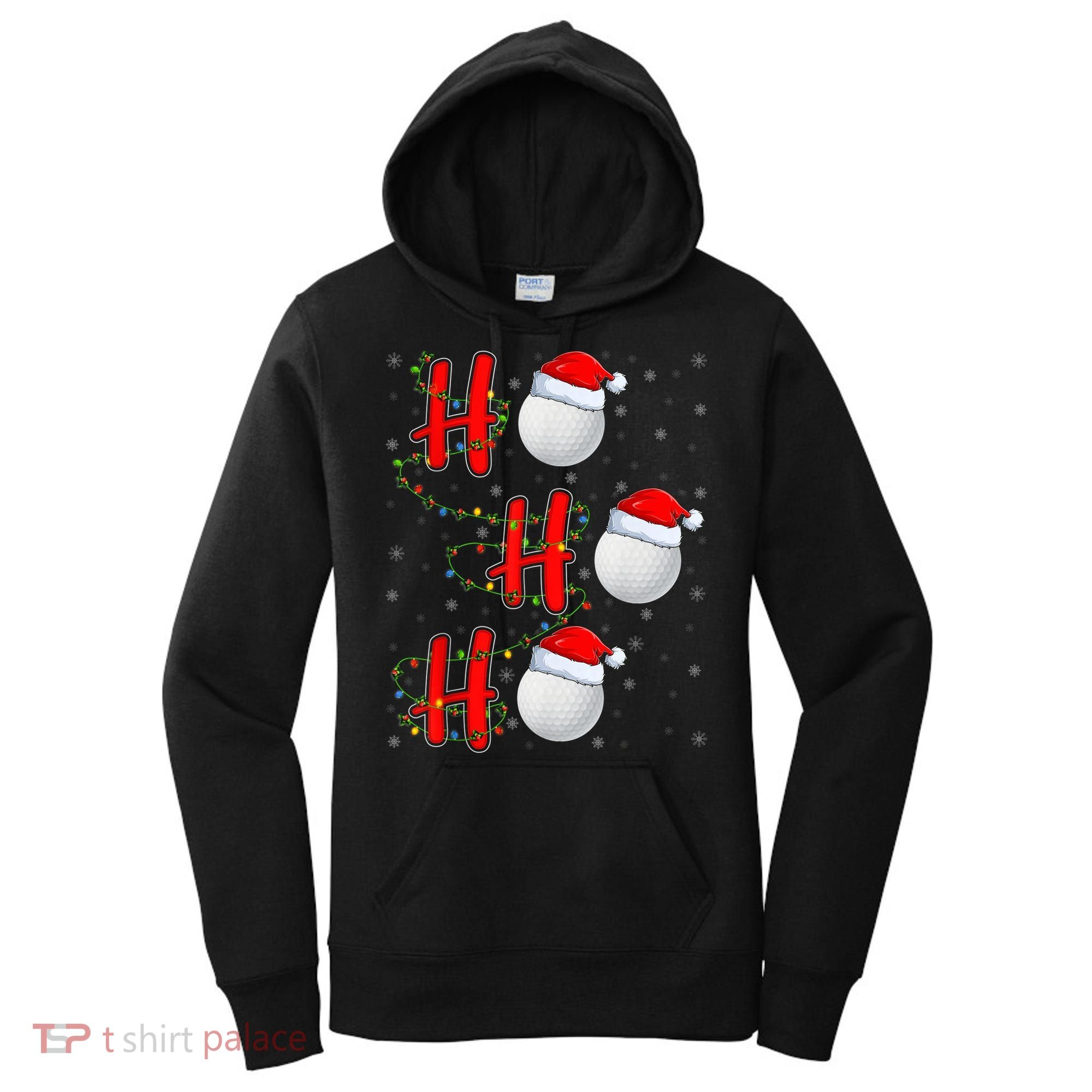 Golf Lighting Xmas Santa Ho Ho Ho Golf Christmas Women's Hoodie