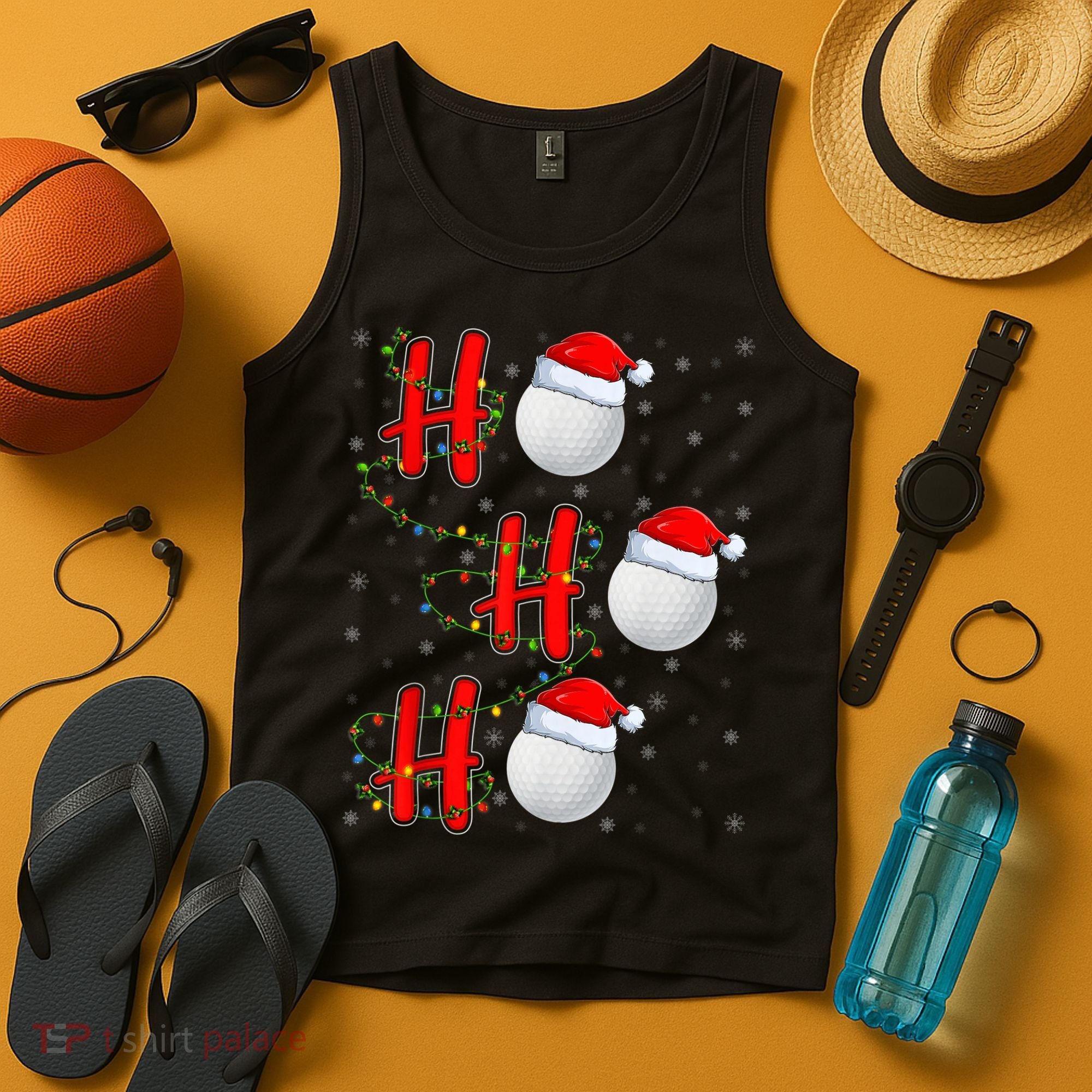 Golf Lighting Xmas Santa Ho Ho Ho Golf Christmas Tank Top