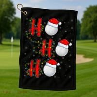 Golf Lighting Xmas Santa Ho Ho Ho Golf Christmas Golf Towel thumb 1