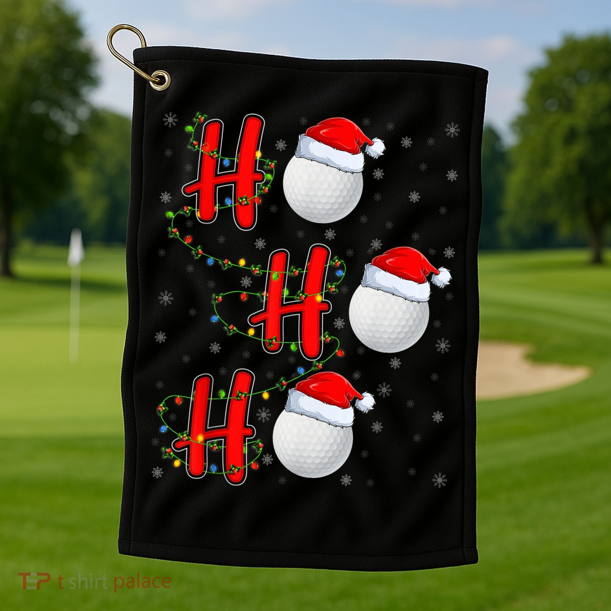 Golf Lighting Xmas Santa Ho Ho Ho Golf Christmas Golf Towel