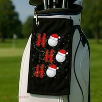 Golf Lighting Xmas Santa Ho Ho Ho Golf Christmas Golf Towel thumb 2