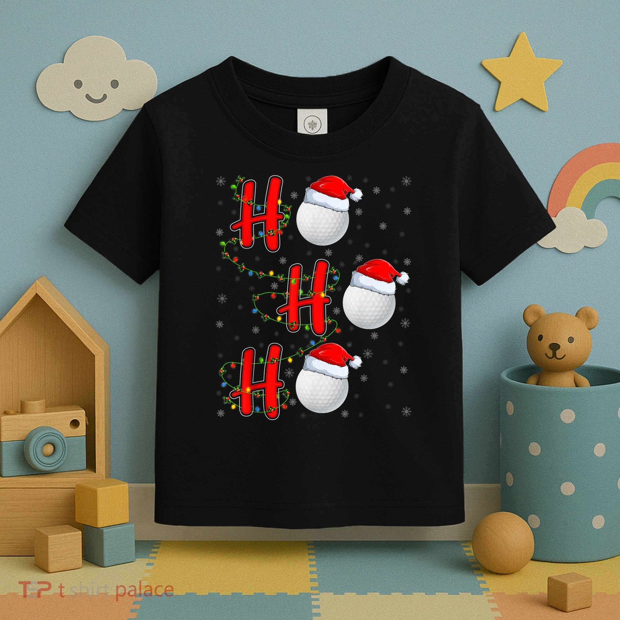 Golf Lighting Xmas Santa Ho Ho Ho Golf Christmas Toddler T-Shirt