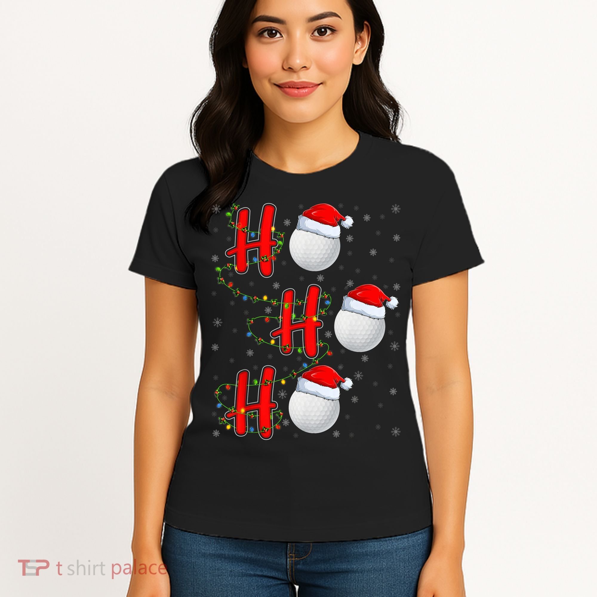 Golf Lighting Xmas Santa Ho Ho Ho Golf Christmas Women's T-Shirt