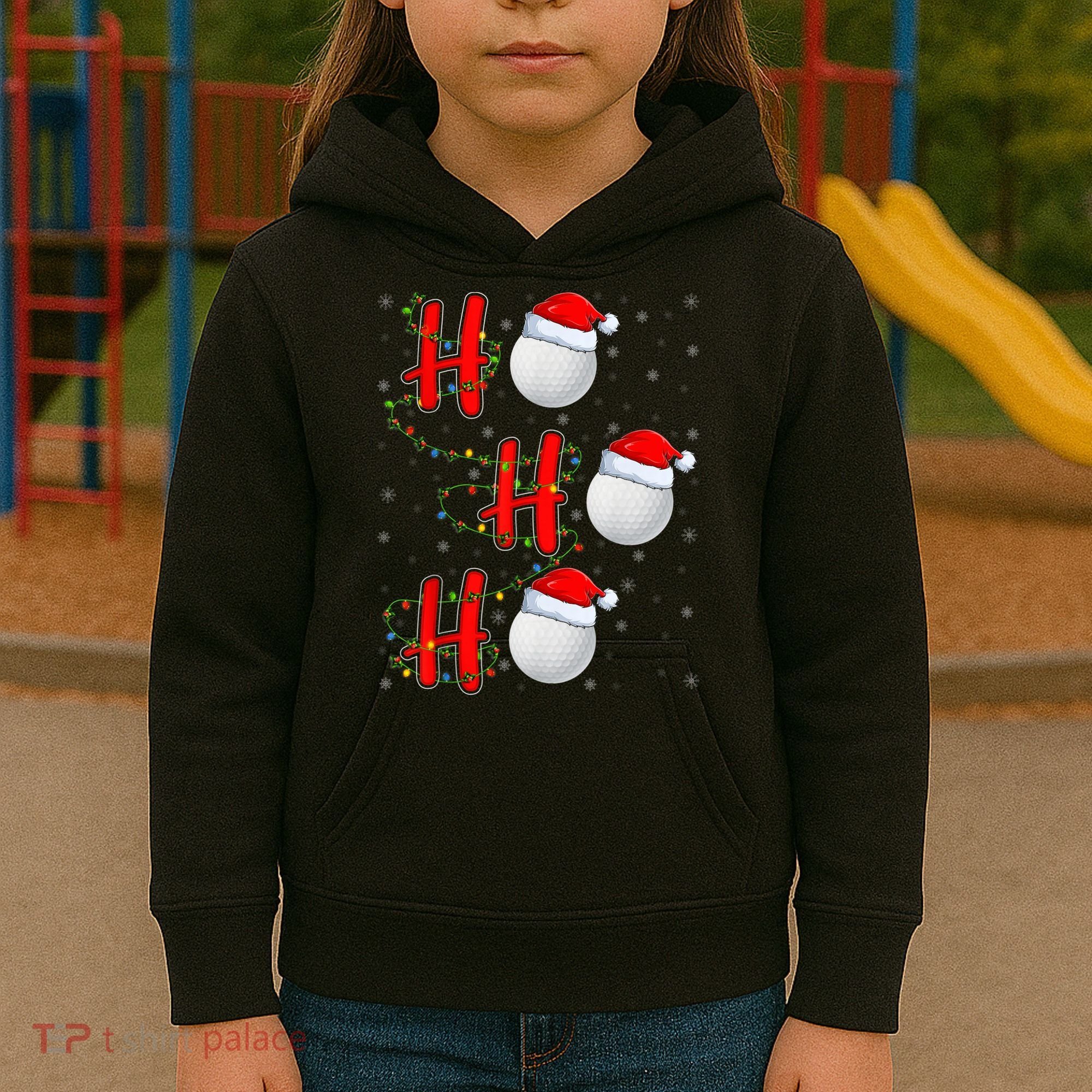Golf Lighting Xmas Santa Ho Ho Ho Golf Christmas Kids Hoodie