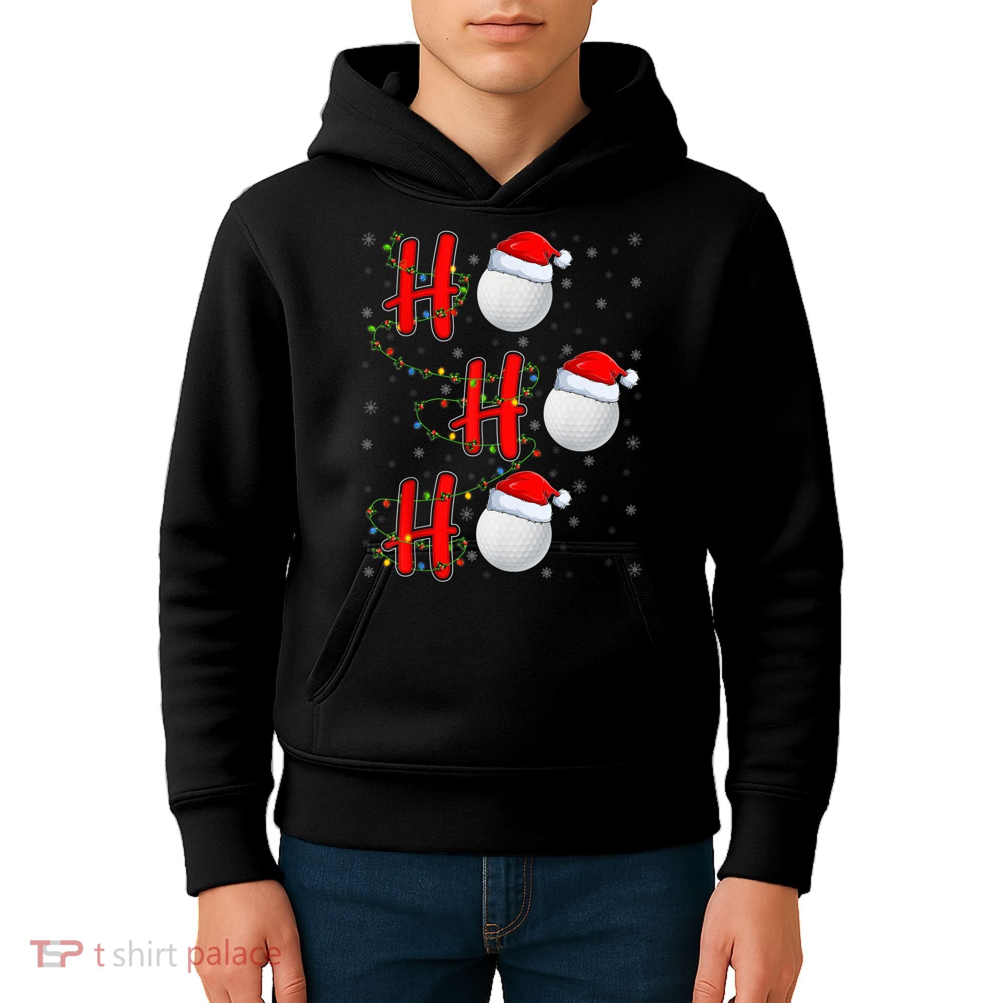 Golf Lighting Xmas Santa Ho Ho Ho Golf Christmas Kids Hoodie