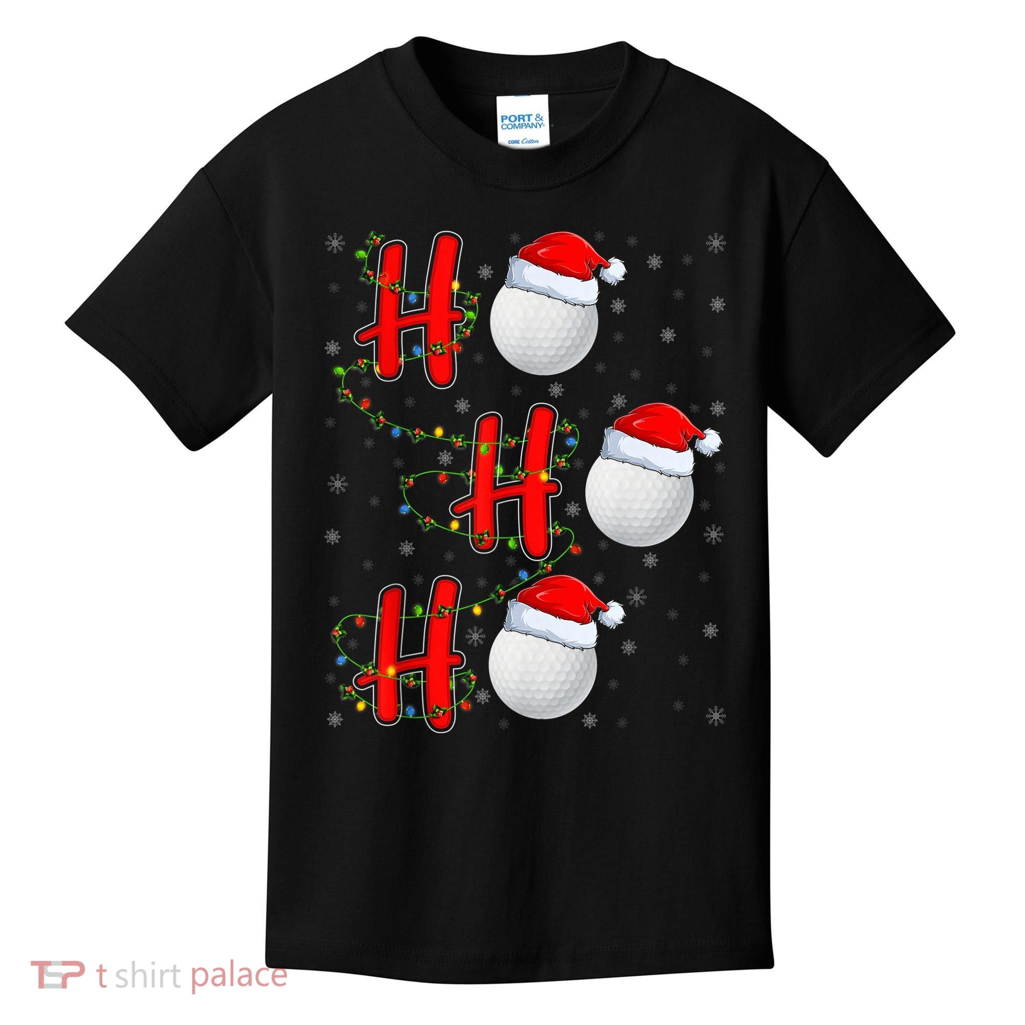 Golf Lighting Xmas Santa Ho Ho Ho Golf Christmas Kids T-Shirt