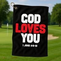 God Loves You Gift Golf Towel thumb 1