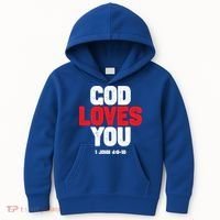 God Loves You Gift Kids Hoodie thumb 0
