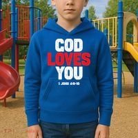 God Loves You Gift Kids Hoodie thumb 2