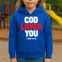 God Loves You Gift Kids Hoodie thumb 3