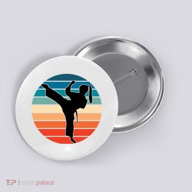 Girls Martial Arts Gift Cute Gift Karate Kickboxing Retro Design Great Gift Button
