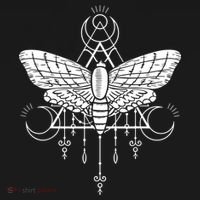 Goth Moth And Crescent Moon Creepy Polo thumb 3