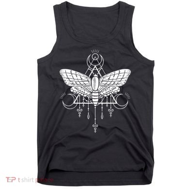 Goth Moth And Crescent Moon Creepy Tank Top