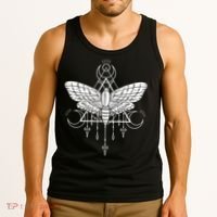 Goth Moth And Crescent Moon Creepy Tank Top thumb 3