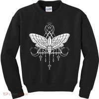 Goth Moth And Crescent Moon Creepy Kids Sweatshirt thumb 0