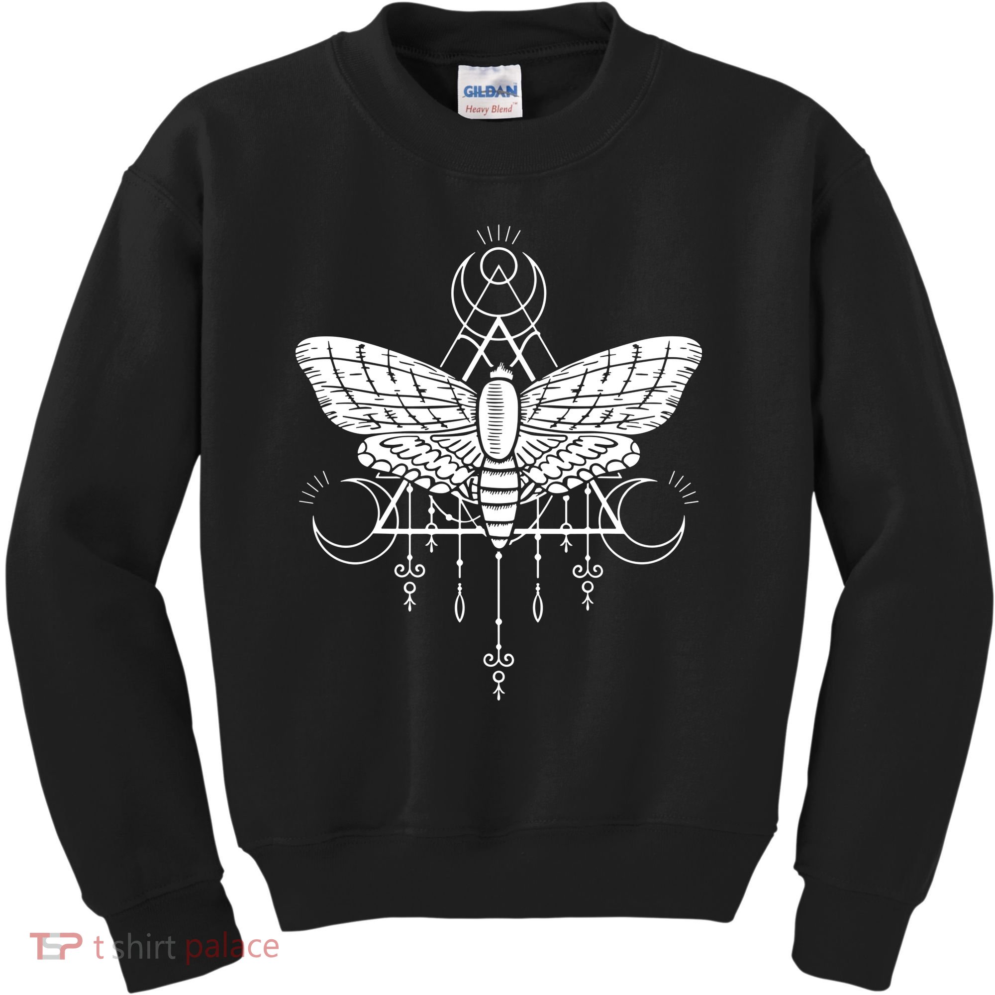 Goth Moth And Crescent Moon Creepy Kids Sweatshirt