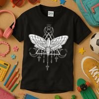 Goth Moth And Crescent Moon Creepy Kids T-Shirt thumb 3