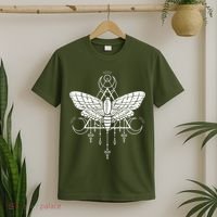 Goth Moth And Crescent Moon Creepy T-Shirt thumb 2