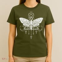 Goth Moth And Crescent Moon Creepy T-Shirt thumb 4