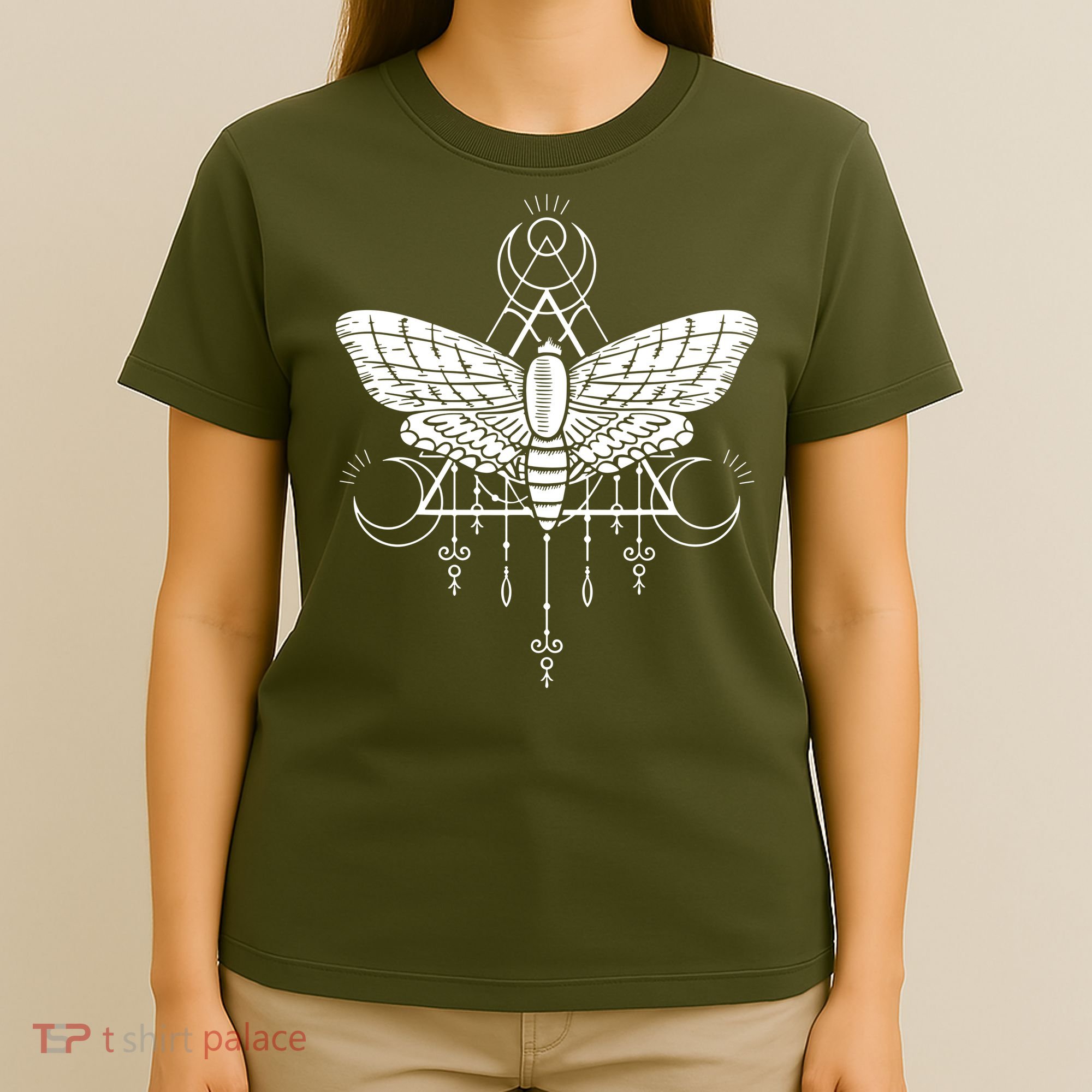 Goth Moth And Crescent Moon Creepy T-Shirt