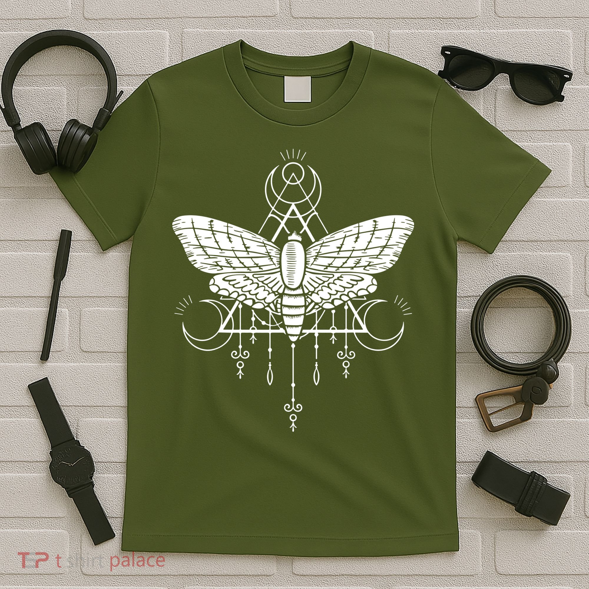 Goth Moth And Crescent Moon Creepy T-Shirt