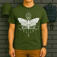 Goth Moth And Crescent Moon Creepy T-Shirt thumb 6