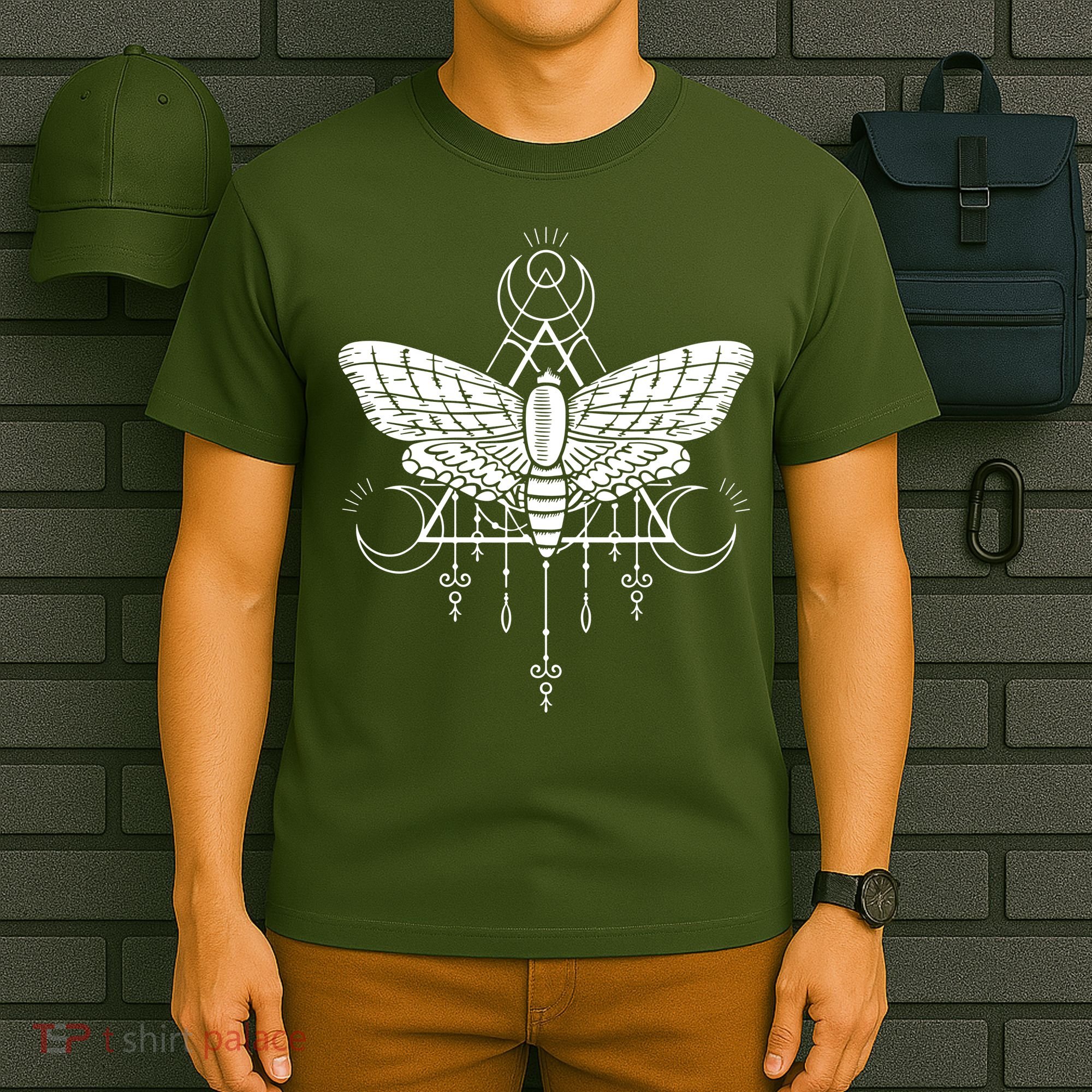 Goth Moth And Crescent Moon Creepy T-Shirt