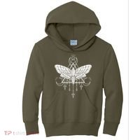 Goth Moth And Crescent Moon Creepy Kids Hoodie thumb 0