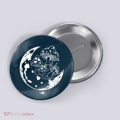 Goblincore Moon Aesthetic Dark Academia Mushroom Button