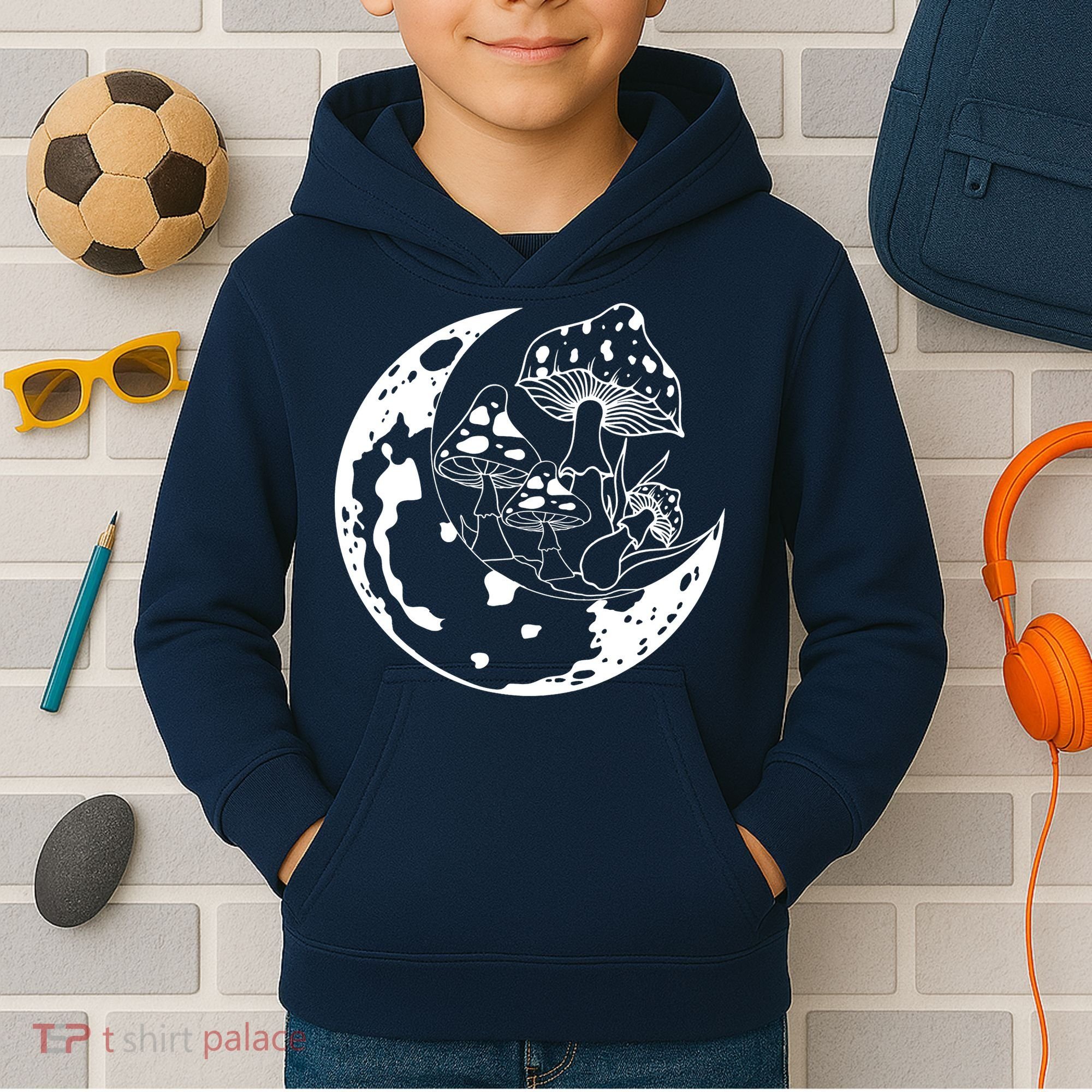 Goblincore Moon Aesthetic Dark Academia Mushroom Kids Hoodie