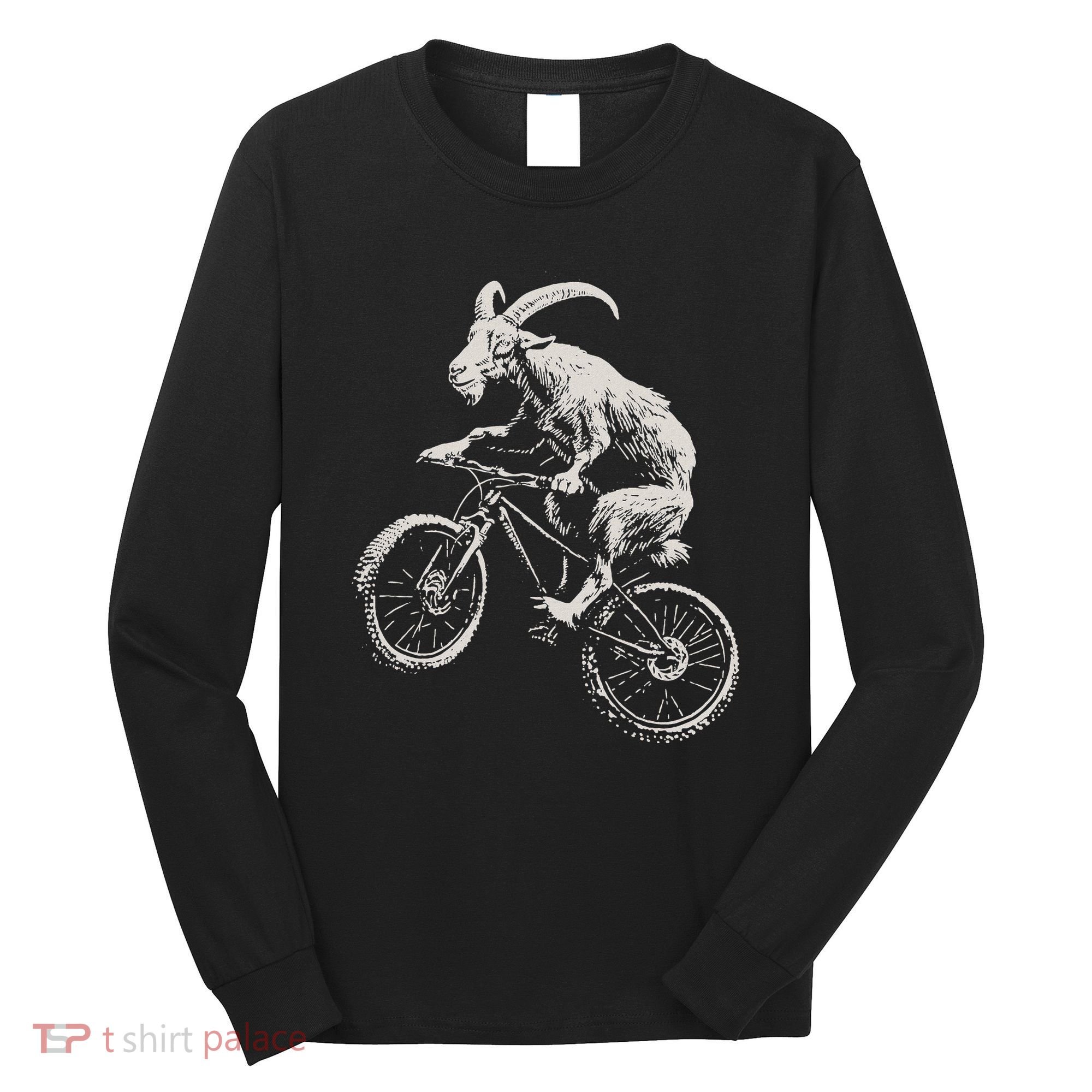 Goat Mountain Bike Funny Cycling Mtb Cyclist Biker Long Sleeve Shirt