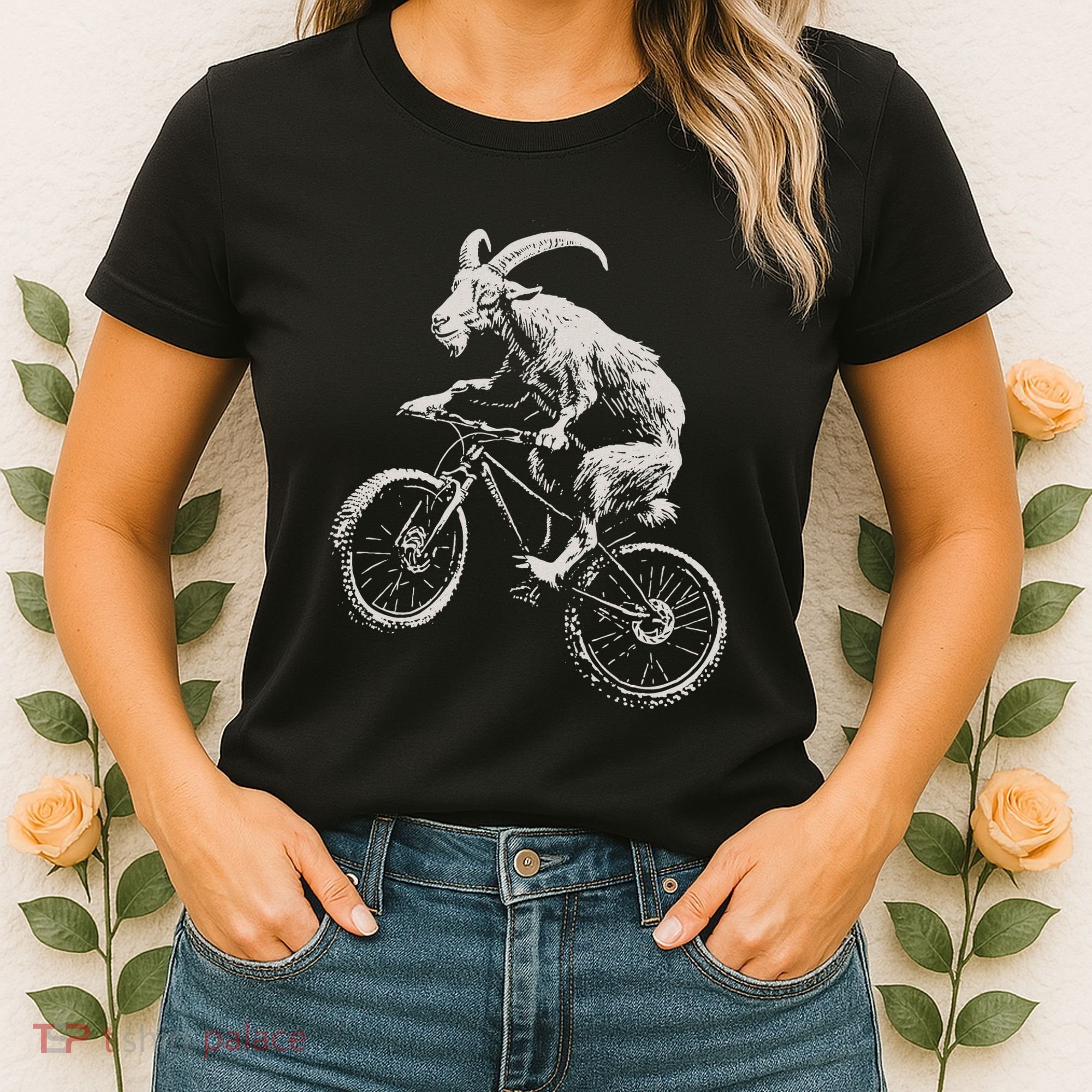 Goat Mountain Bike Funny Cycling Mtb Cyclist Biker Women's T-Shirt