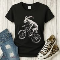 Goat Mountain Bike Funny Cycling Mtb Cyclist Biker Women's T-Shirt thumb 3