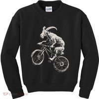 Goat Mountain Bike Funny Cycling Mtb Cyclist Biker Kids Sweatshirt thumb 0