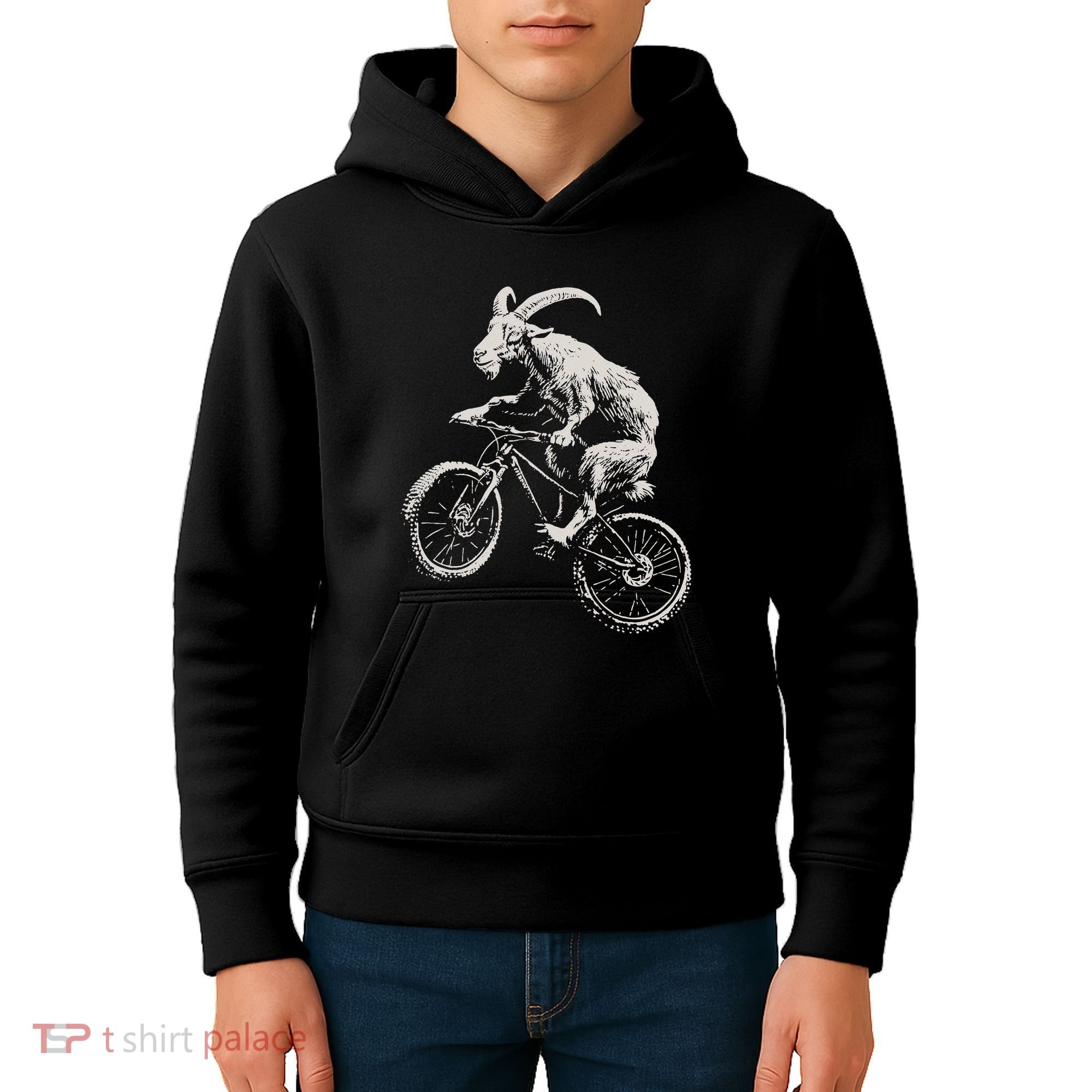 Goat Mountain Bike Funny Cycling Mtb Cyclist Biker Kids Hoodie