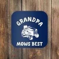 Grandpa Mows Best Lawn Mowing Mower Gardening Landscaping Coaster thumb 0