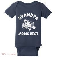 Grandpa Mows Best Lawn Mowing Mower Gardening Landscaping Baby Bodysuit thumb 0