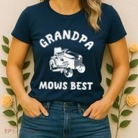 Grandpa Mows Best Lawn Mowing Mower Gardening Landscaping Women's T-Shirt thumb 2