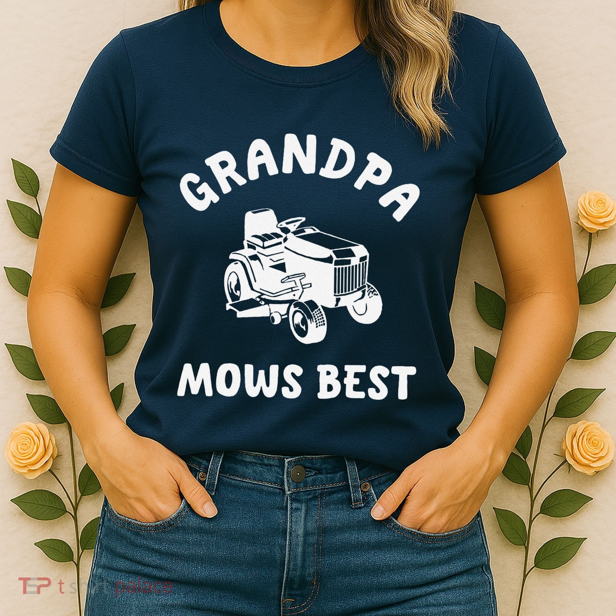 Grandpa Mows Best Lawn Mowing Mower Gardening Landscaping Women's T-Shirt