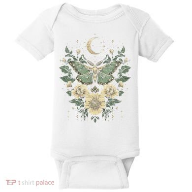Goblincore Moth Butterfly Moon Phases Cottagecore Art Baby Bodysuit