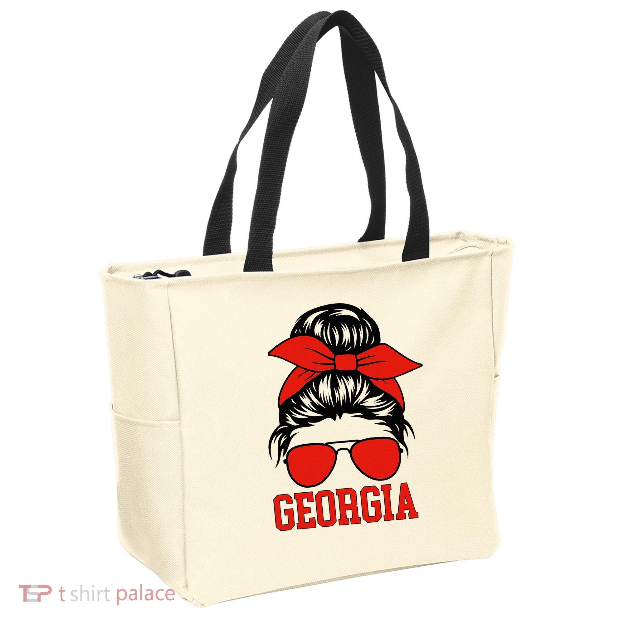 Georgia Messy Bun Varsity Tote Bag